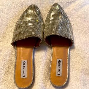 Steve Madden Silver Sparkle Rhinestone Mules! Worn once!